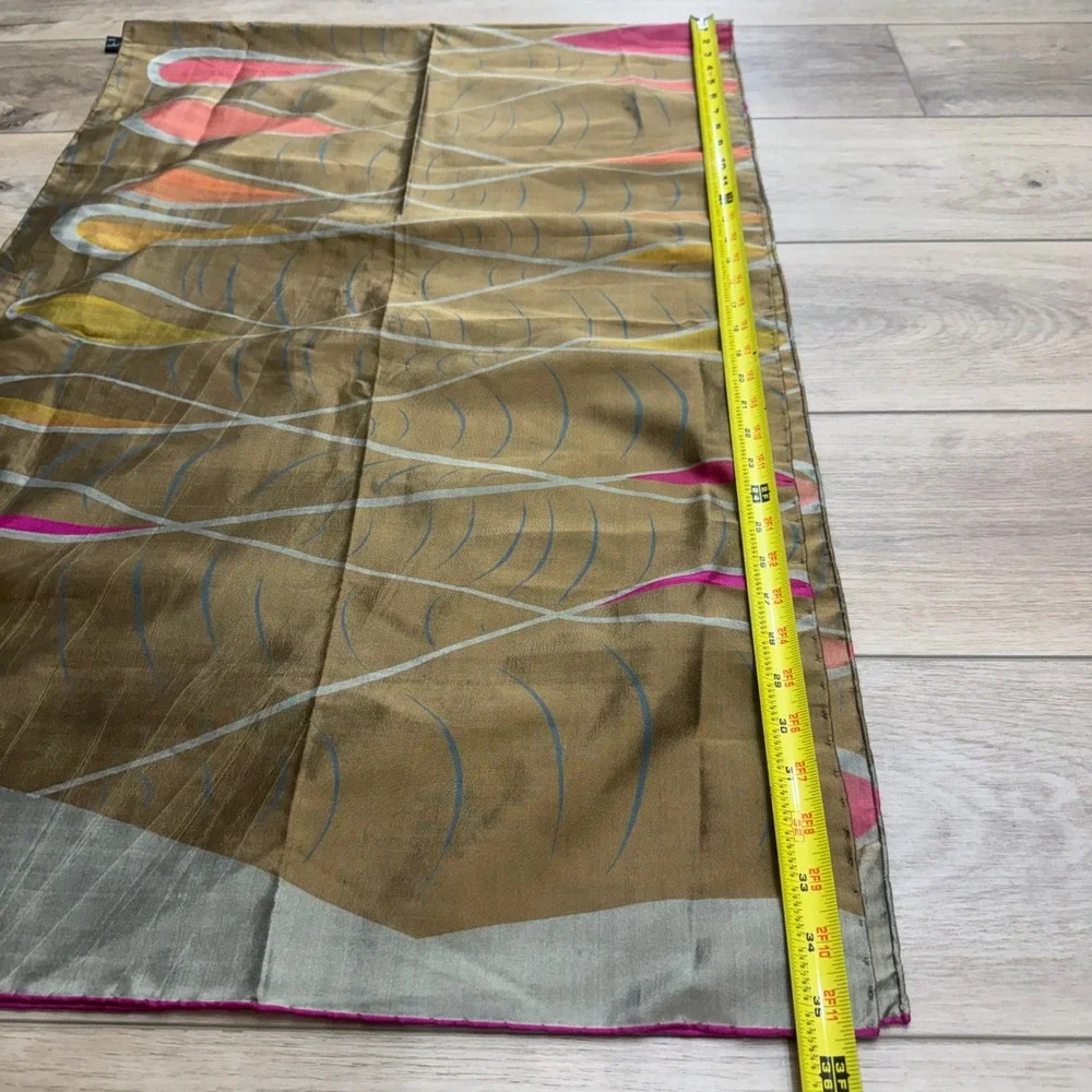Georgina Von Etzdorf Silk Scarf Bronze Pink Abstract Teardrop Made England READ